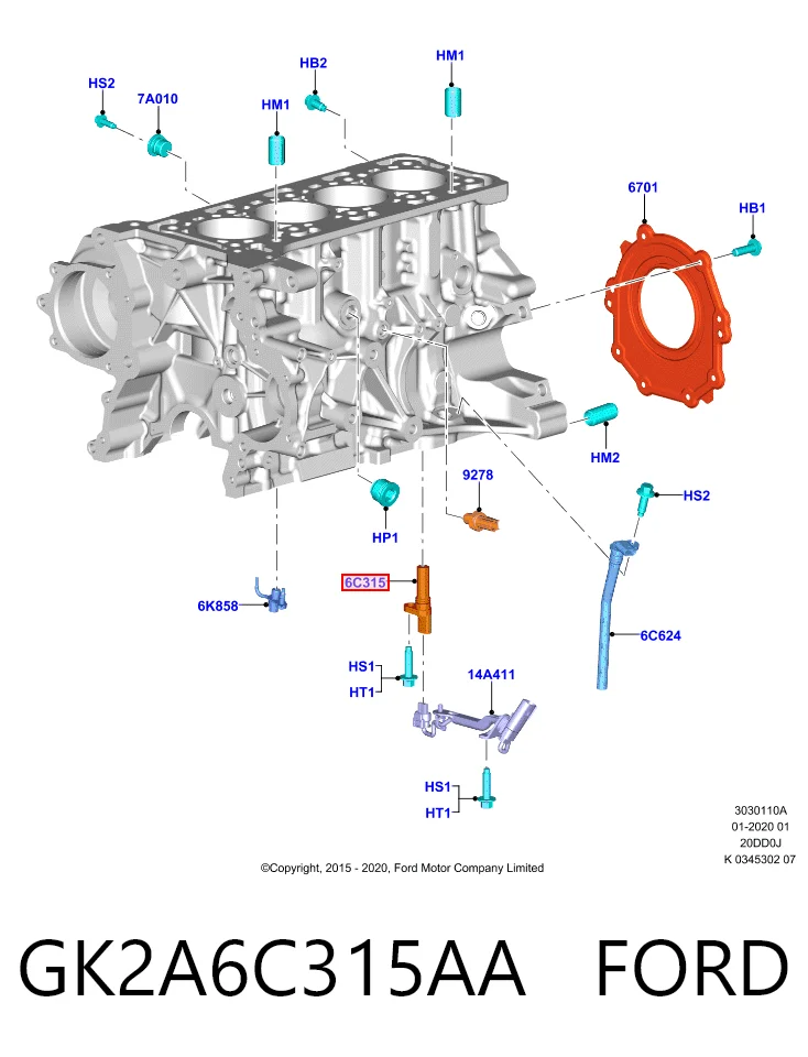 GK2A6C315AA Ford Sensor de posição (de revoluções) de cambota