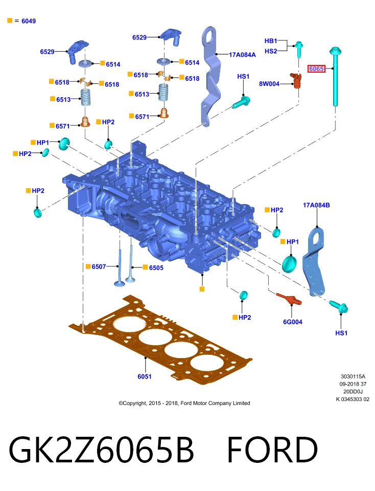 Parafuso de cabeça de motor (CBC) para Ford Focus IV HN
