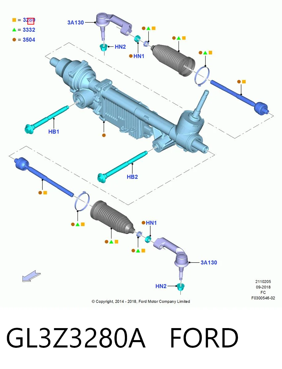 GL3Z3280A Ford Tração de direção