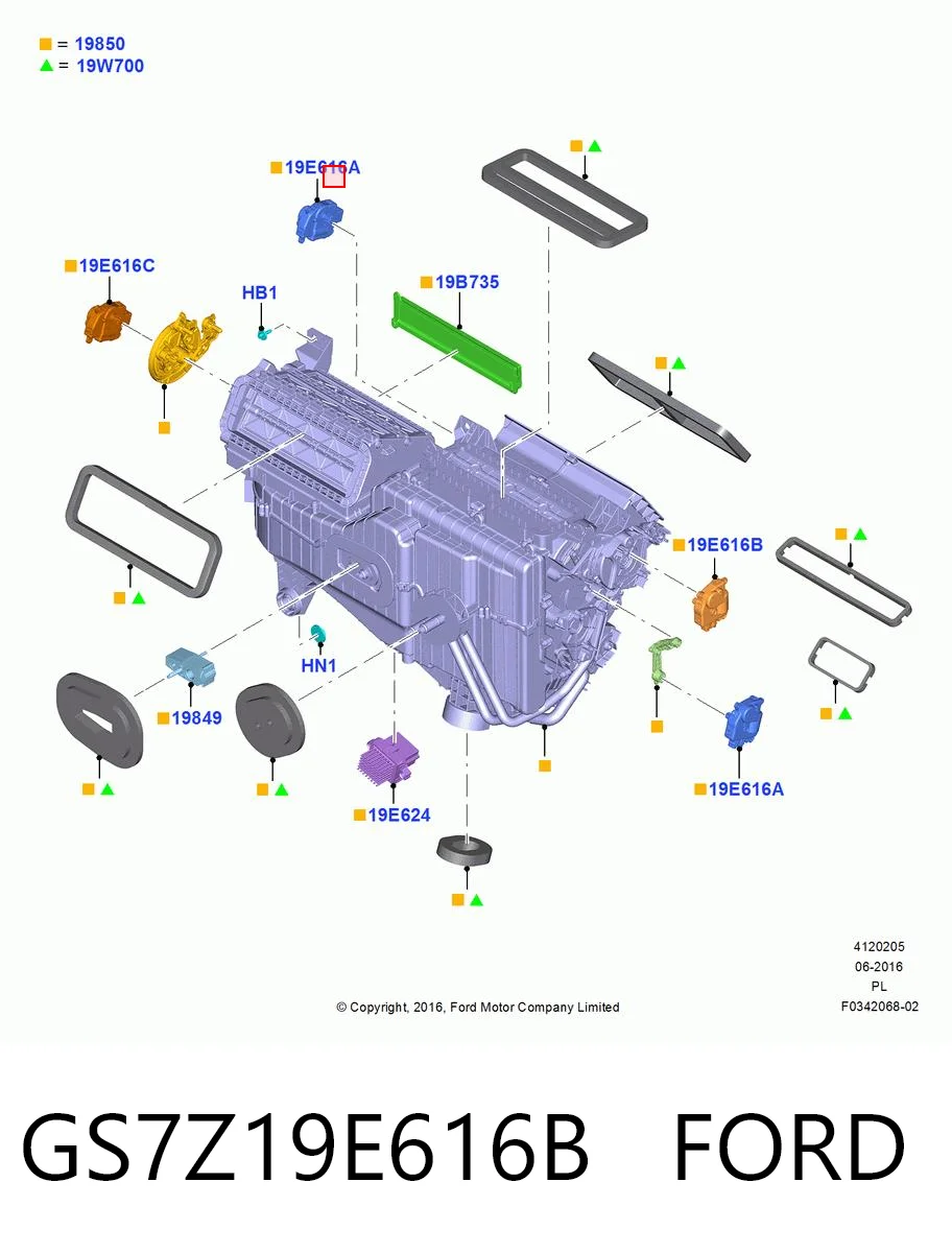 GS7Z19E616B Ford Acionamento de comporta de forno