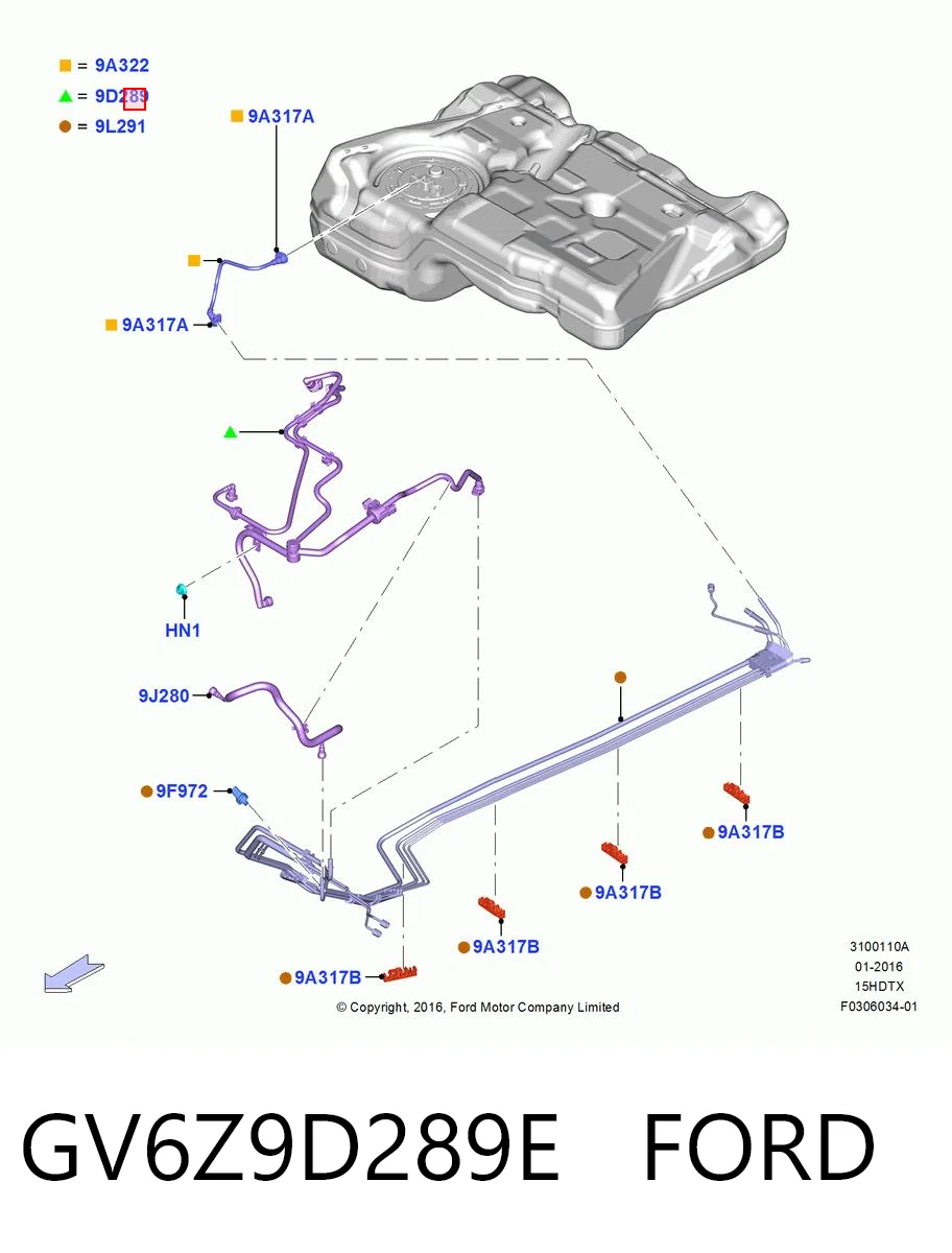 GV6Z9D289E Ford Válvula de adsorvedor dos vapores de combustível