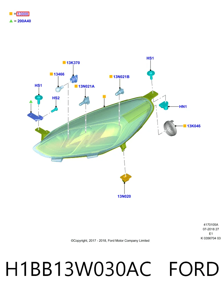 Luz esquerda para Ford Fiesta Mk7 