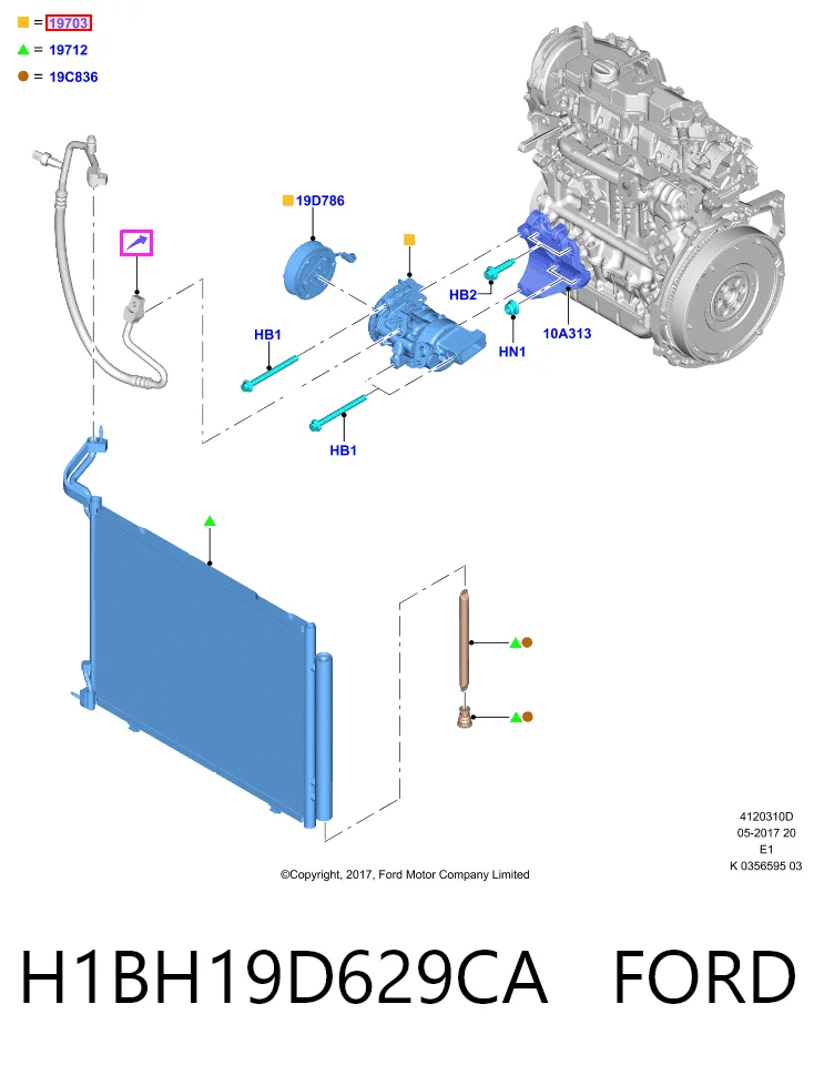  Compressor de aparelho de ar condicionado Ford Ka hatchback (UK, FK) (2016 - 2026) 