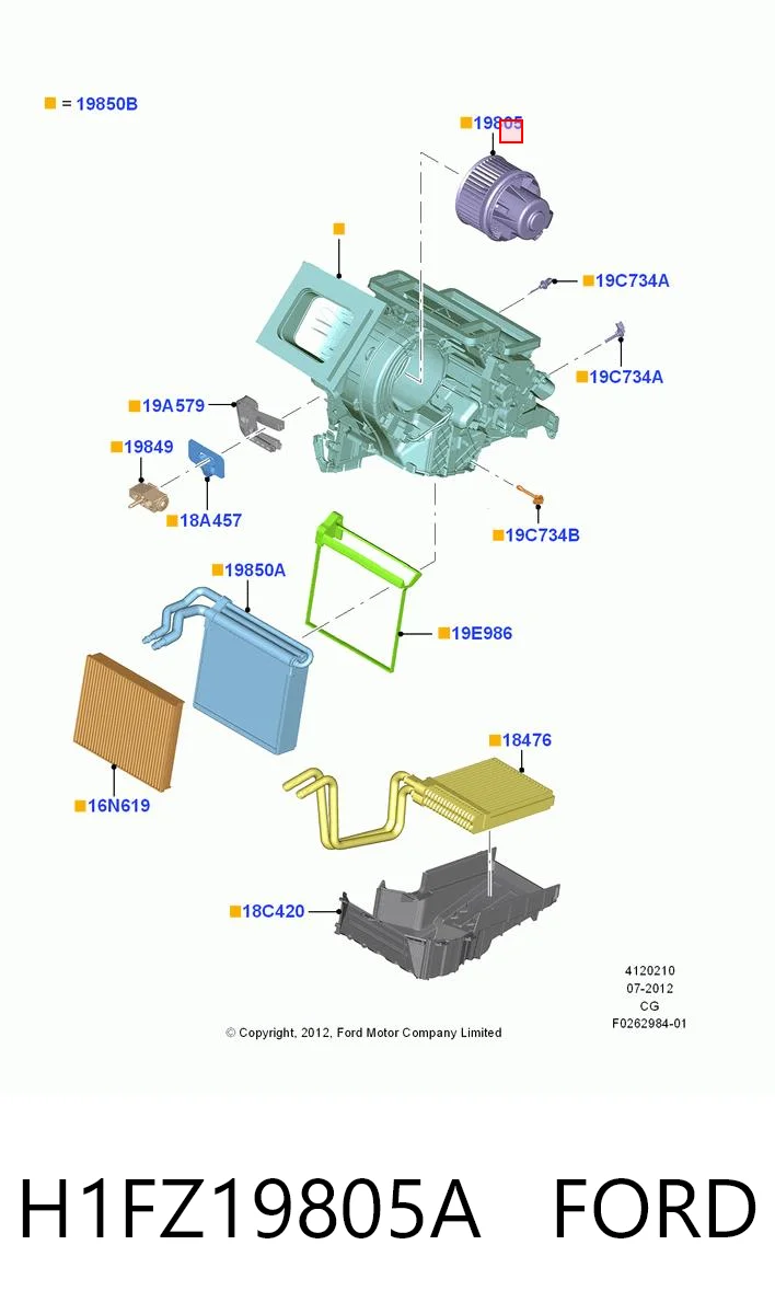 H1FZ19805A Ford Motor de ventilador de forno (de aquecedor de salão)