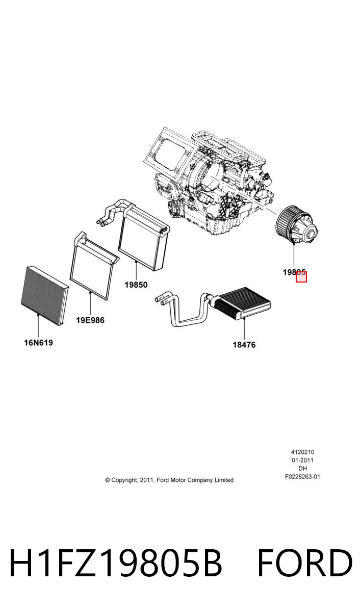 H1FZ19805B Ford Motor de ventilador de forno (de aquecedor de salão)