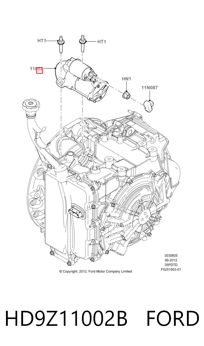 HD9Z11002B Ford Motor de arranco