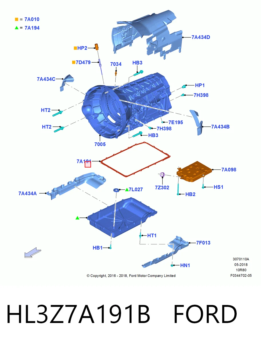 Vedante de panela da Caixa Automática de Mudança/Caixa Mecânica de Mudança Ford Mustang VI coupé (ZG) (2014 - 2023) VI