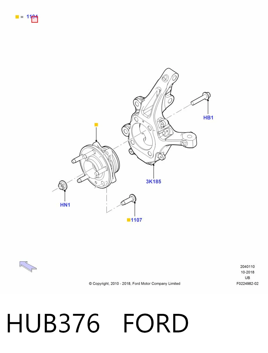 HUB376 Ford Cubo dianteiro