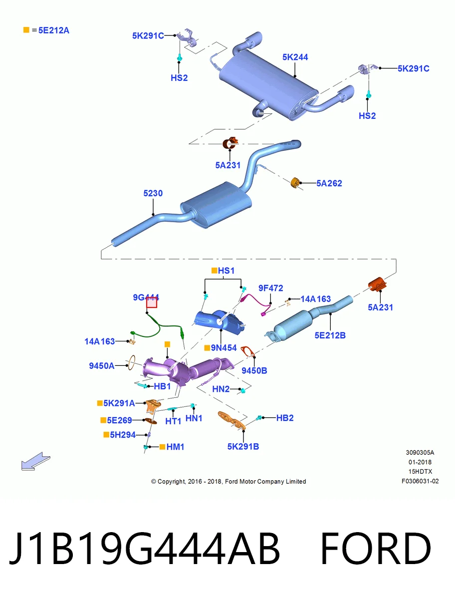 J1B19G444AB Ford Sonda lambda, sensor de oxigênio