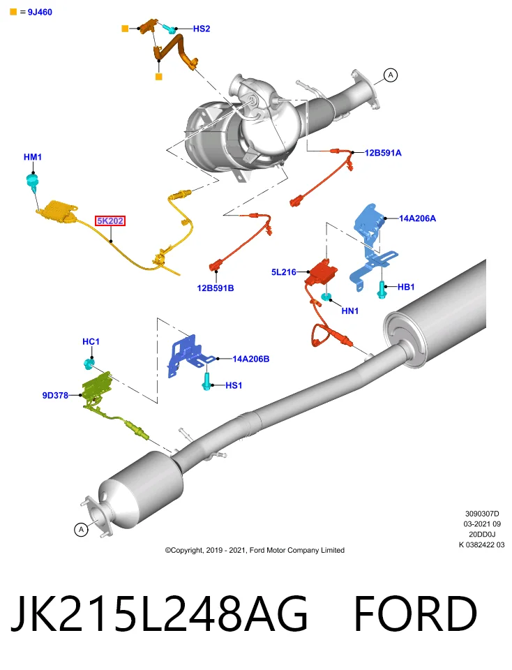JK215L248AG Ford Sensor de óxidos de nitrogênio NOX