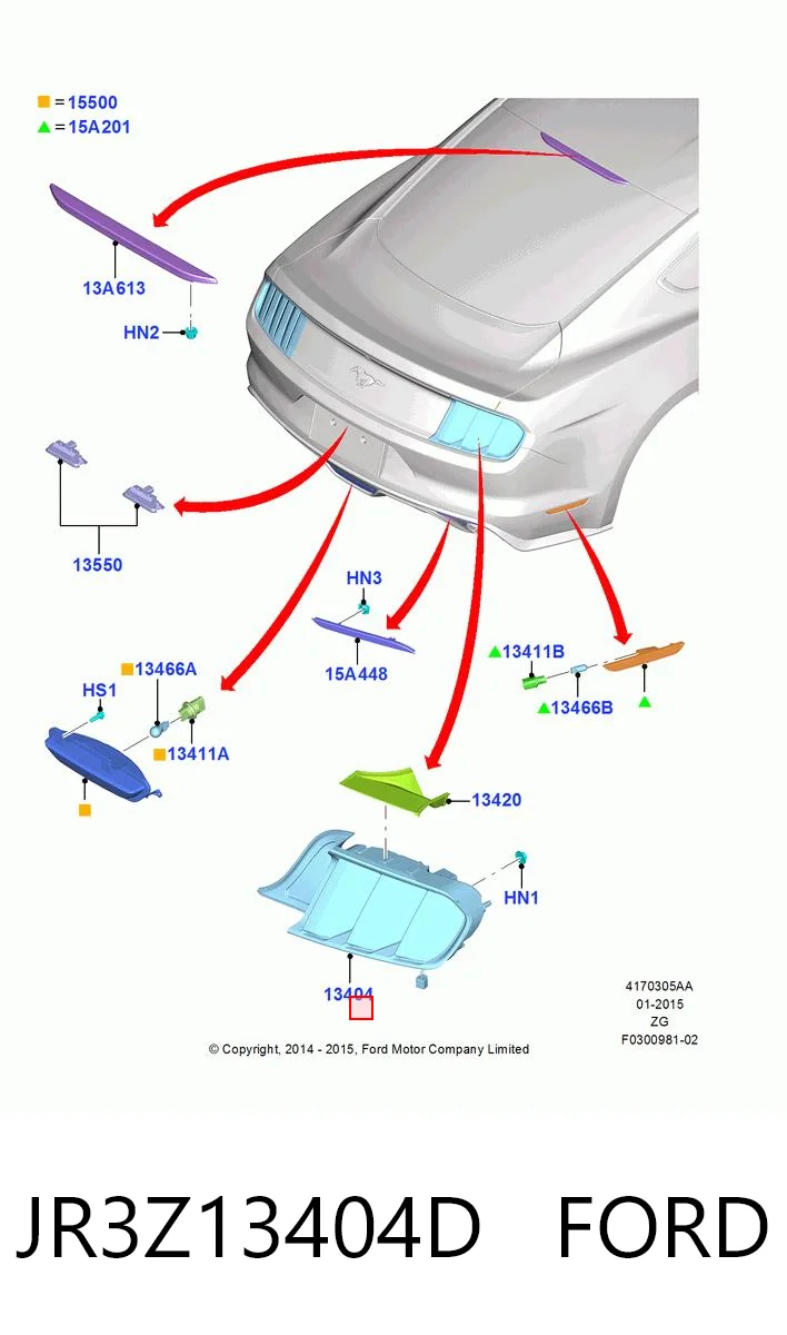 Lanterna traseira direita para Ford Mustang VI ZG