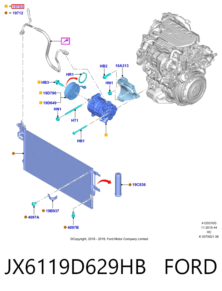 JX6119D629HB Ford Compressor de aparelho de ar condicionado