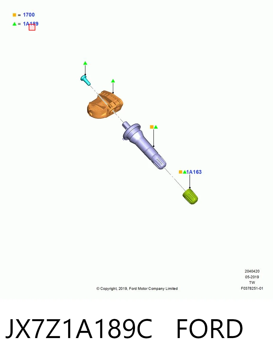  Sensor de pressão de ar nos pneus Ford Escape III SUV (DFK) (2019 - 2026) III