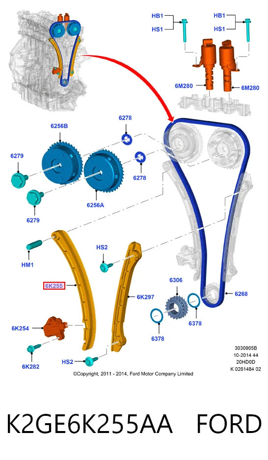 Sapato de reguladora de tensão da cadeia do mecanismo de distribuição de gás Ford CJ5E6K255AB preço, a partir de 22,92 USD