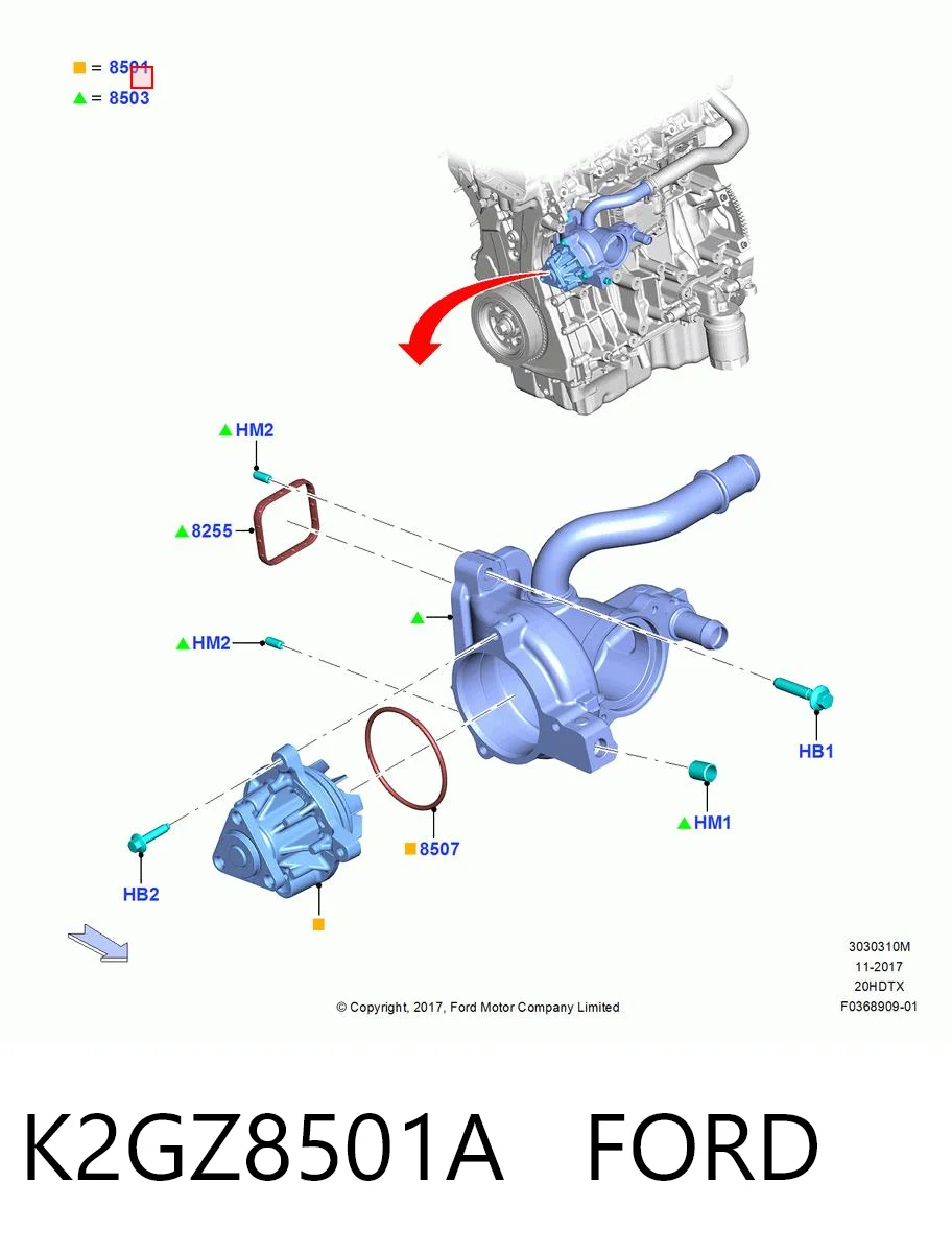 Bomba de água (bomba) de esfriamento para Ford Escape III DFK