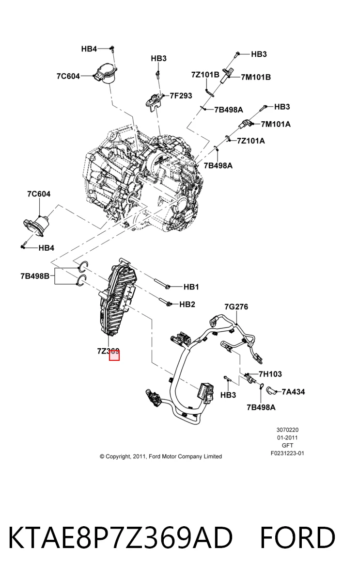 KTAE8P7Z369AD Ford Módulo de direção (Centralina eletrônica) da Caixa Automática de Mudança eletrônica