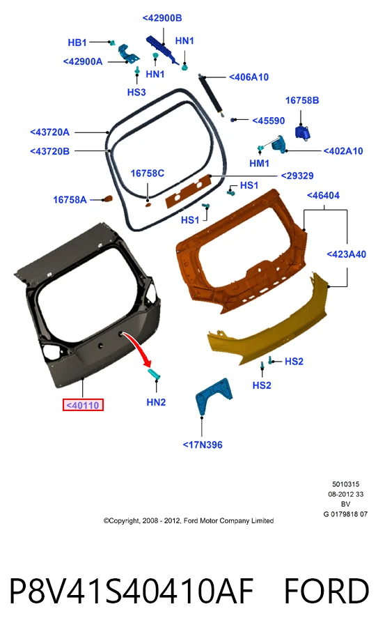 Porta traseira (3ª/5ª porta-malas (tampa de alcapão) para Ford Kuga I CBV