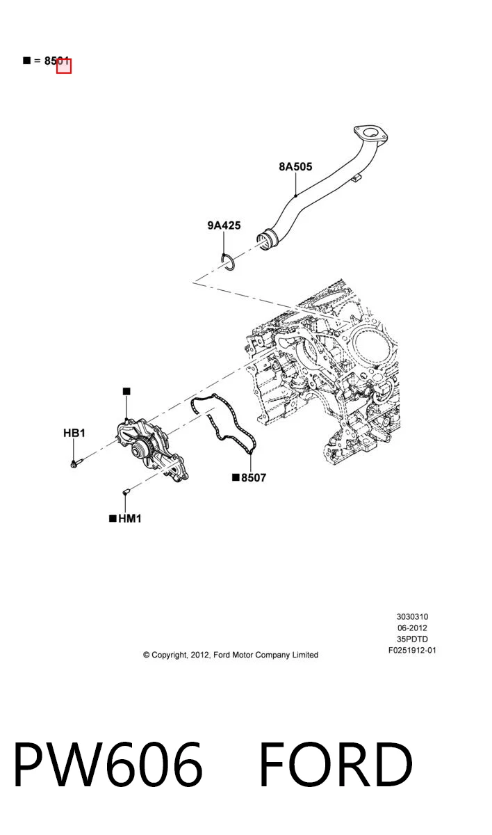 PW606 Ford Bomba de água (bomba) de esfriamento
