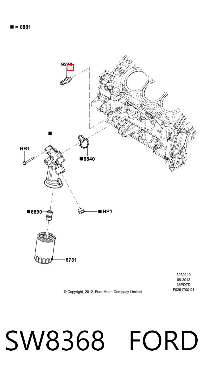 SW8368 Ford Sensor de pressão de óleo