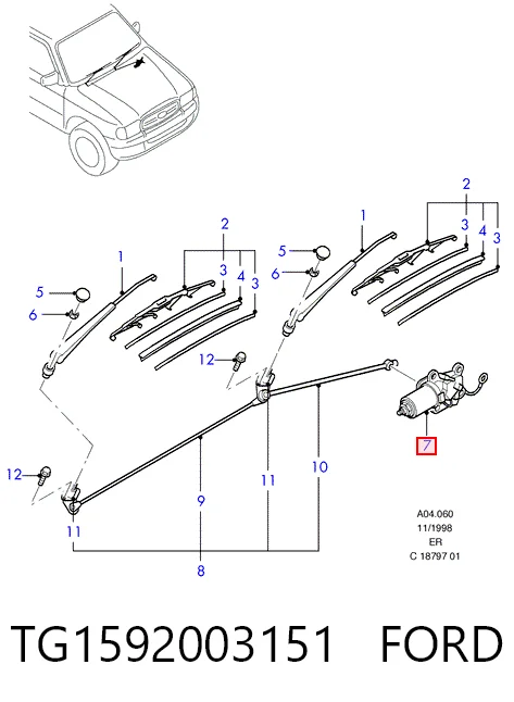 Motor de limpador pára-brisas do pára-brisas para Ford Ranger  ET