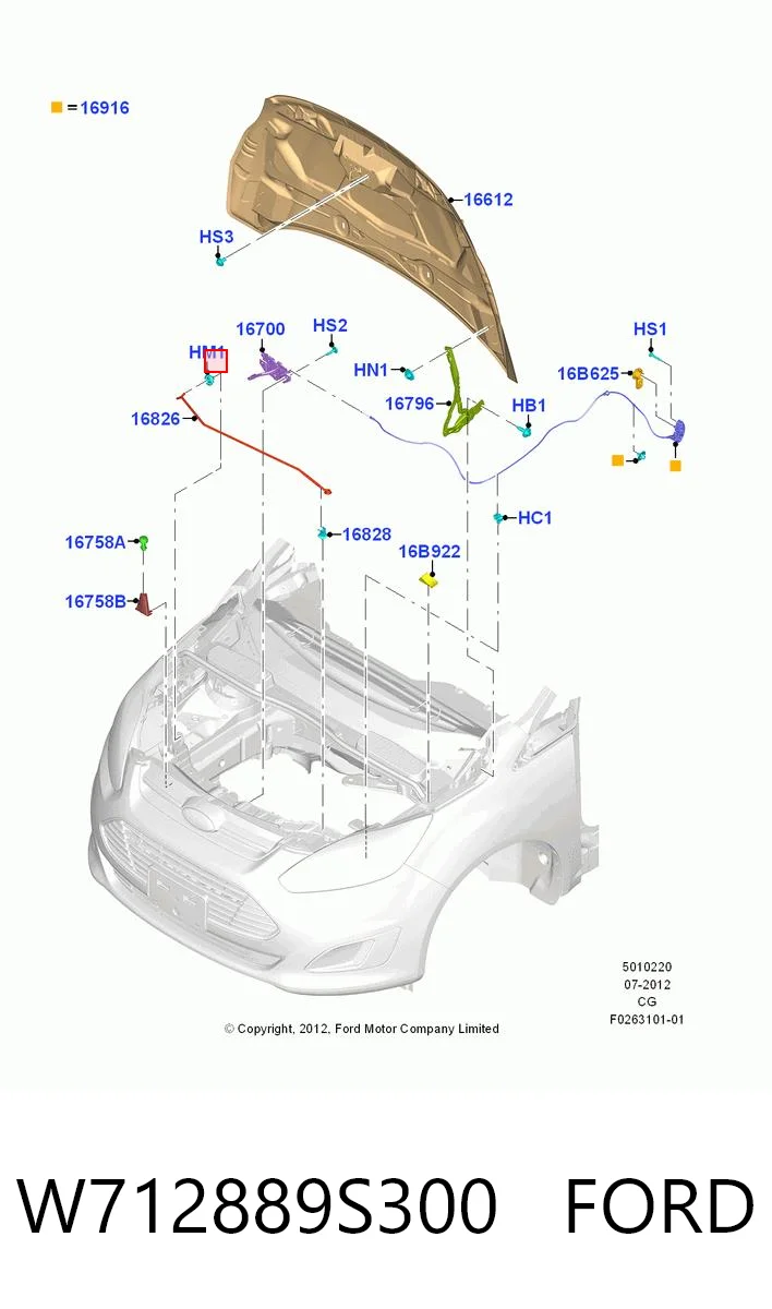 W712889S300 Ford Fixador de suporte da capota