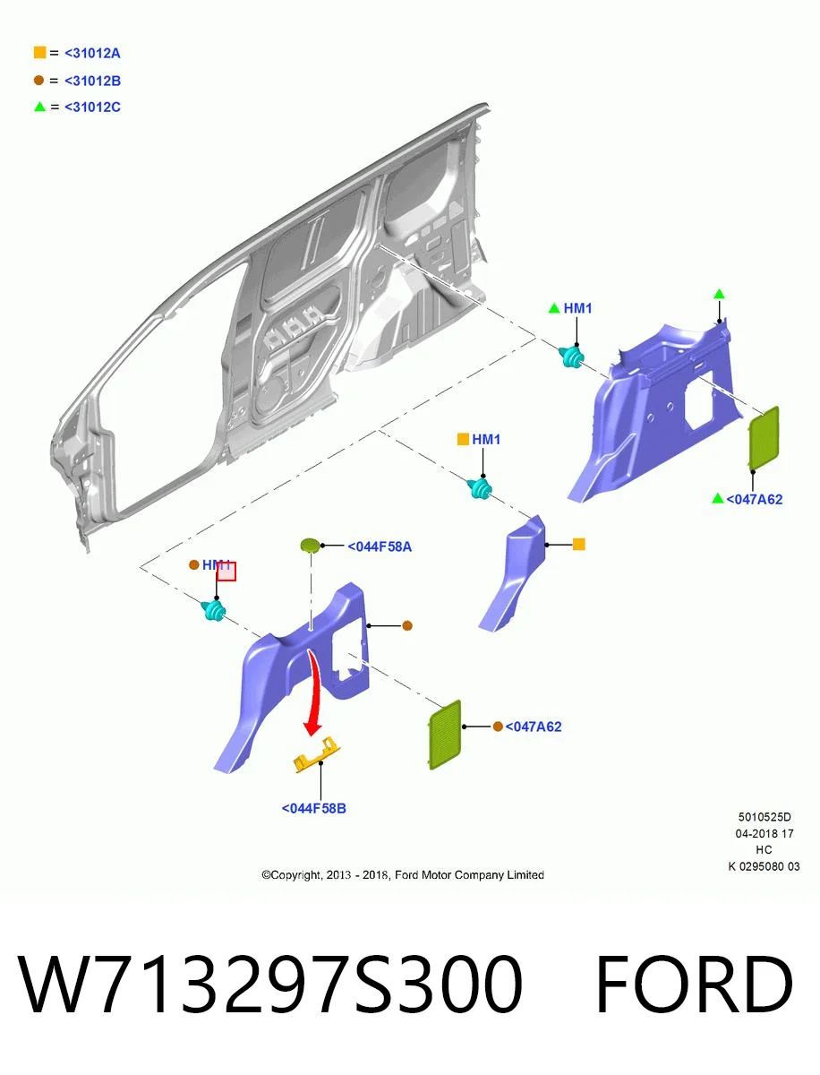 W713297S300 Ford Cápsula (prendedor) de fixação de revestimento da porta