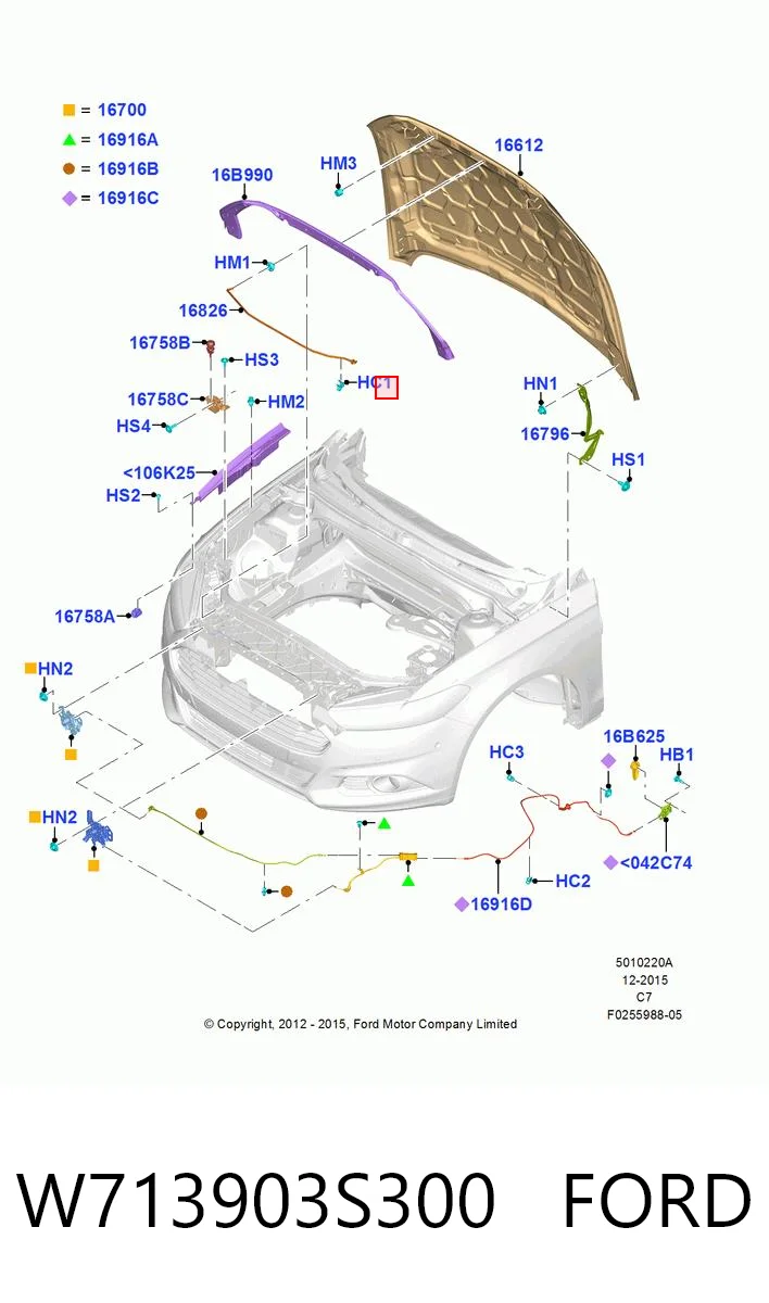 W713903S300 Ford Fixador de suporte da capota