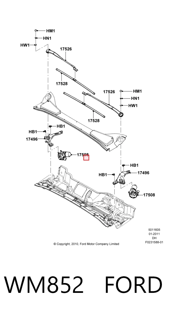  Motor de limpador pára-brisas do pára-brisas Ford Focus III hatchback (CB8) (2010 - 2020) III