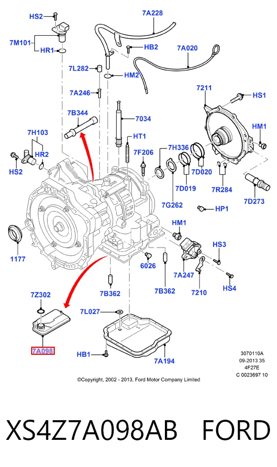 XS4Z7A098AB Ford Filtro da Caixa Automática de Mudança