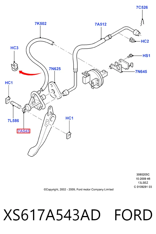 XS617A543AD Ford Cilindro mestre de embraiagem