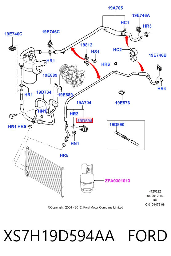 XS7H19D594AA Ford Sensor de pressão absoluta de aparelho de ar condicionado