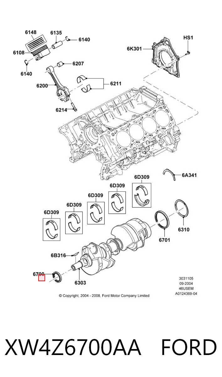 Vedação dianteira de cambota de motor para Ford Explorer  