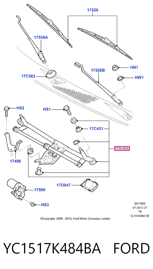 Trapézio de limpador pára-brisas 3110011 Kamoka