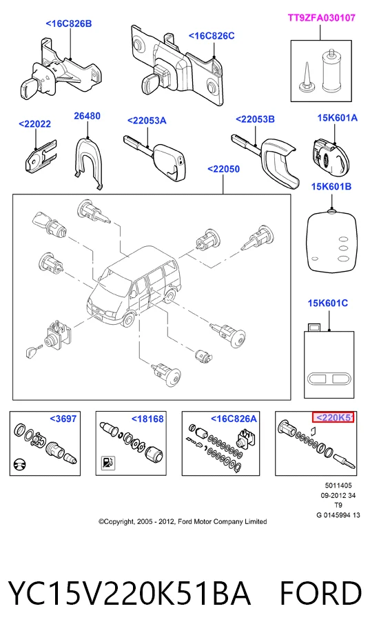 YC15V220K51BA Ford Trinco de fecho da porta dianteira esquerda
