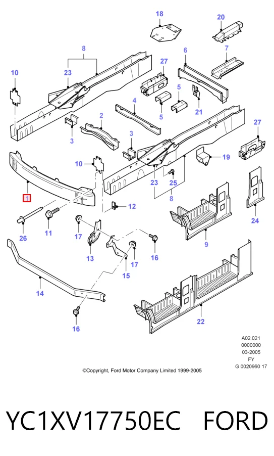 Reforçador do pára-choque dianteiro Ford Transit V V184/5