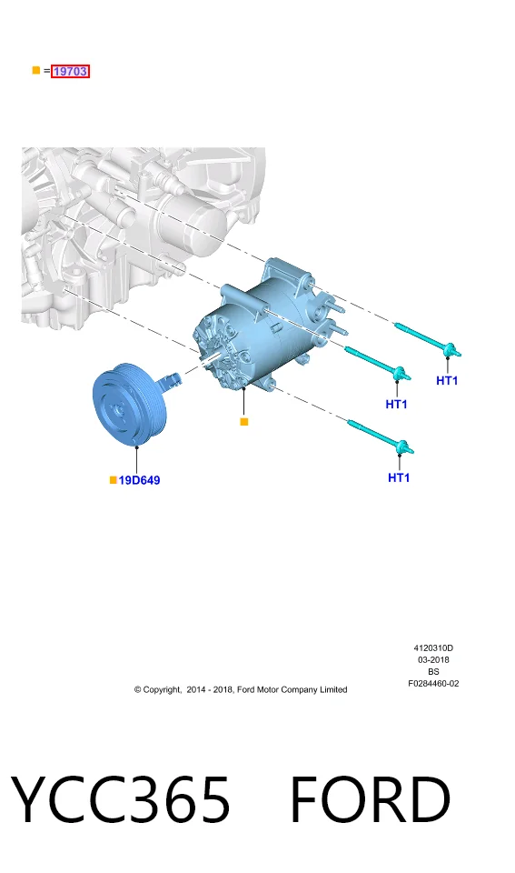 YCC365 Ford Compressor de aparelho de ar condicionado