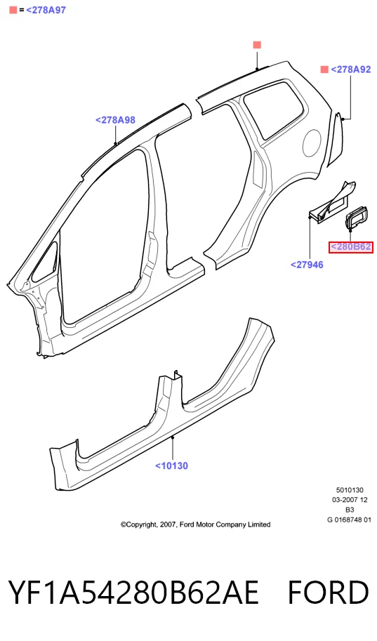 YF1A54280B62AE Ford Grelha traseira de ventilação