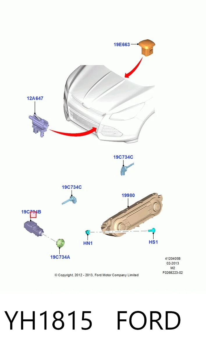 YH1815 Ford Sensor de temperatura de ar no salão