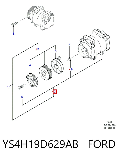 YS4H19D629AB Ford Compressor de aparelho de ar condicionado