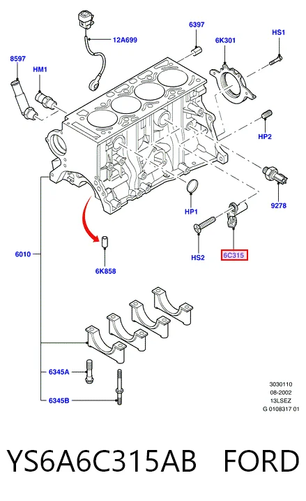 YS6A6C315AB Ford Sensor de posição (de revoluções) de cambota