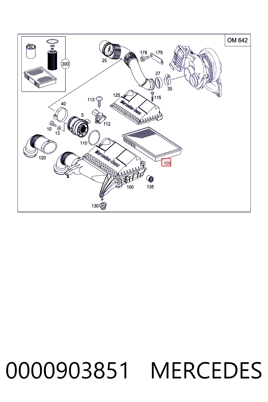 0000903851 Mercedes Filtro de ar