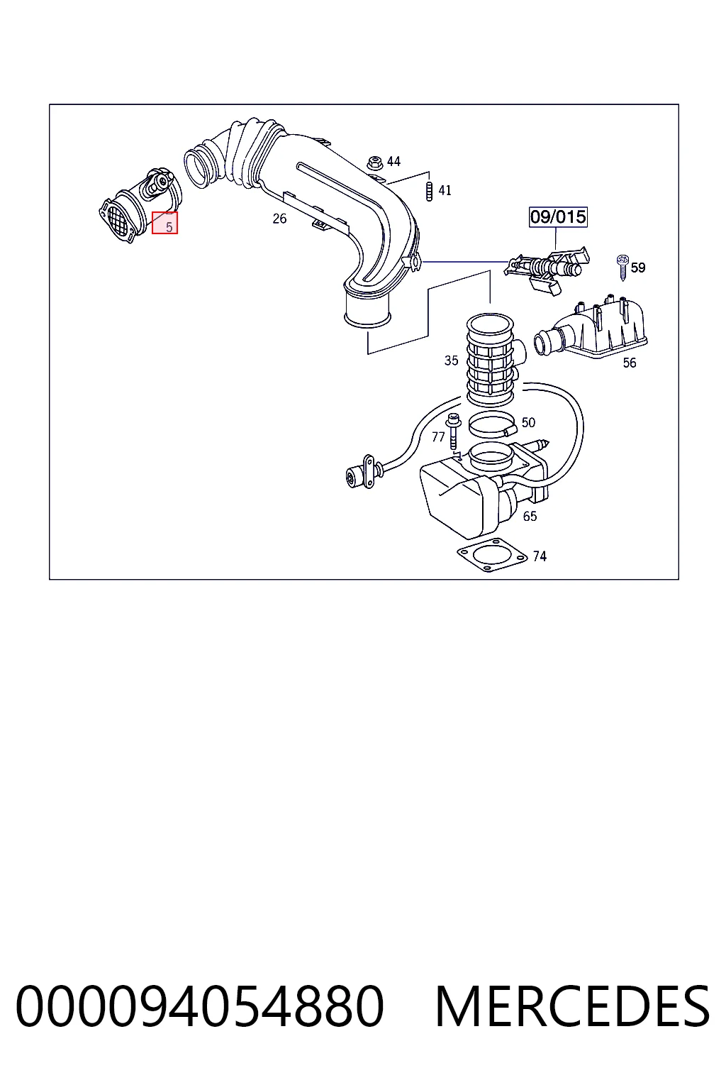 000094054880 Mercedes Sensor de fluxo (consumo) de ar, medidor de consumo M.A.F. - (Mass Airflow)