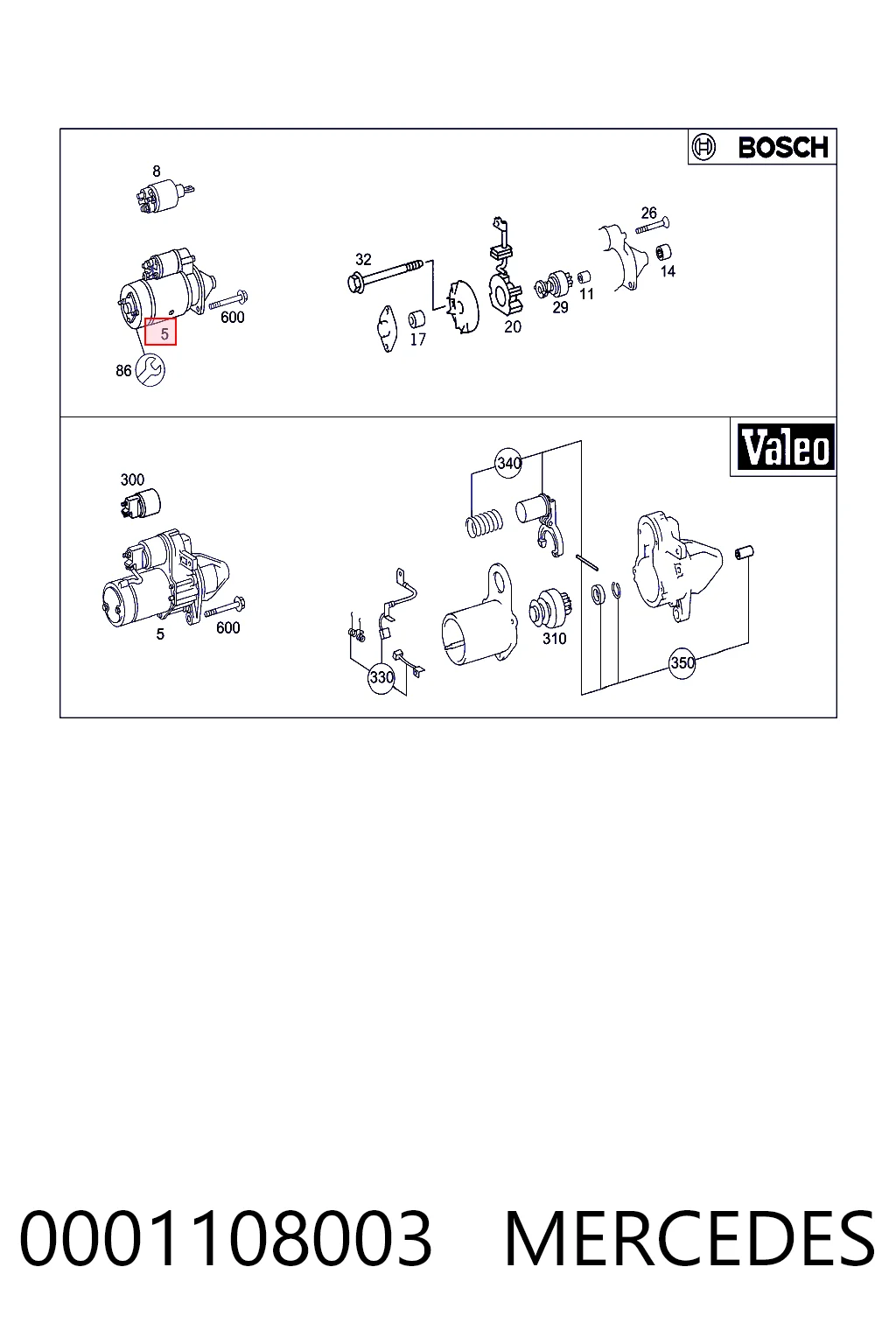 0001108003 Mercedes Motor de arranco