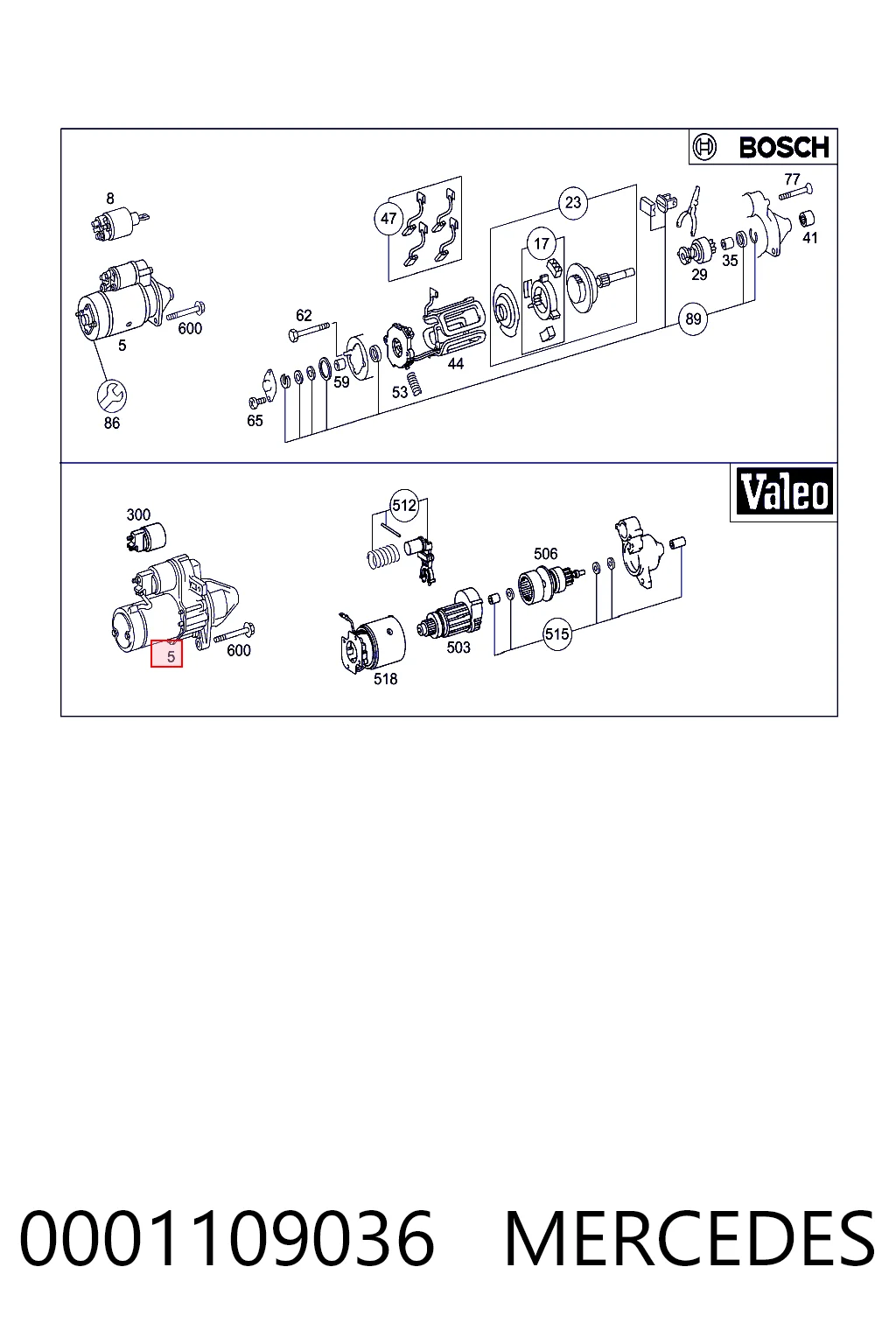 0001109036 Mercedes Motor de arranco