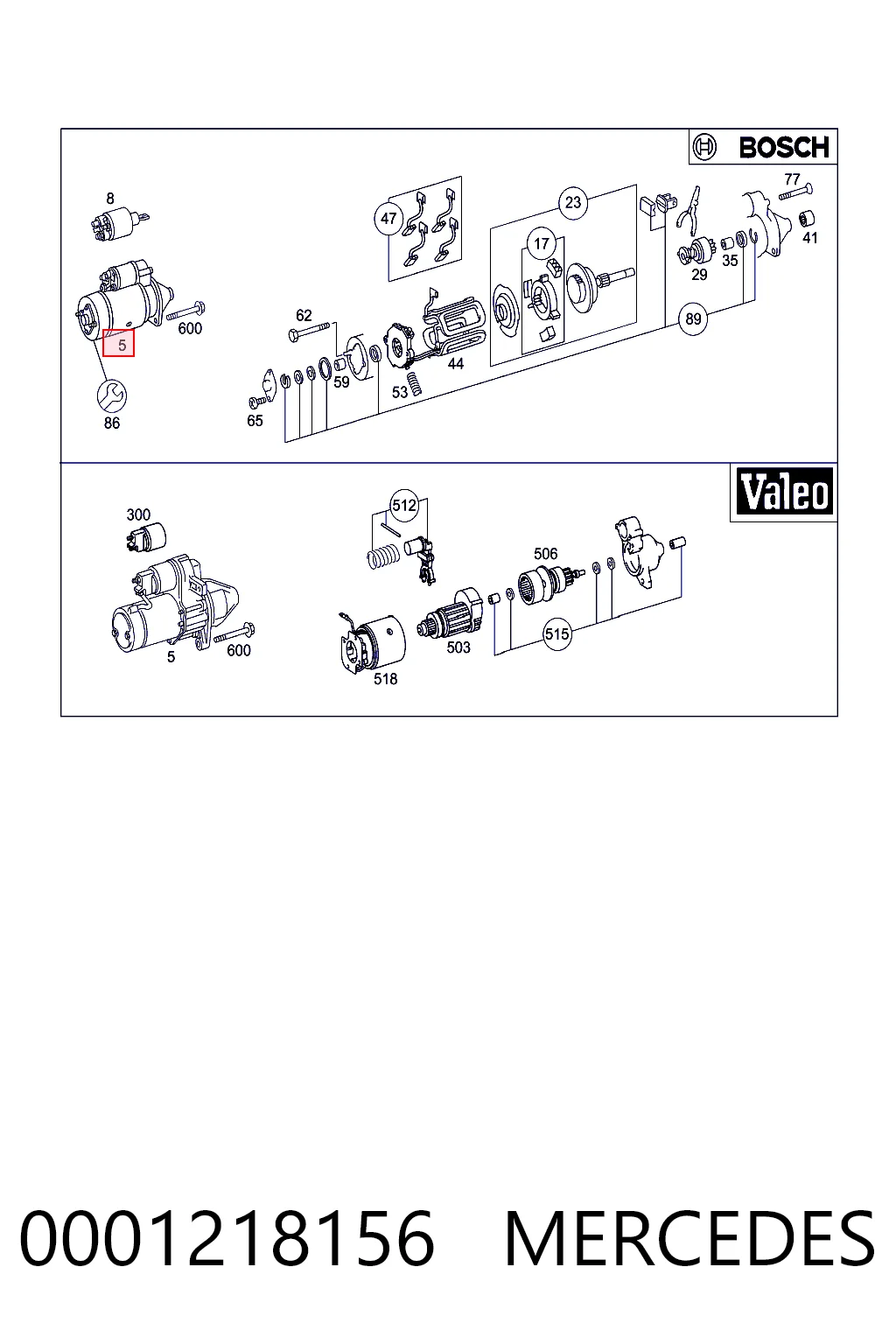 0001218156 Mercedes Motor de arranco