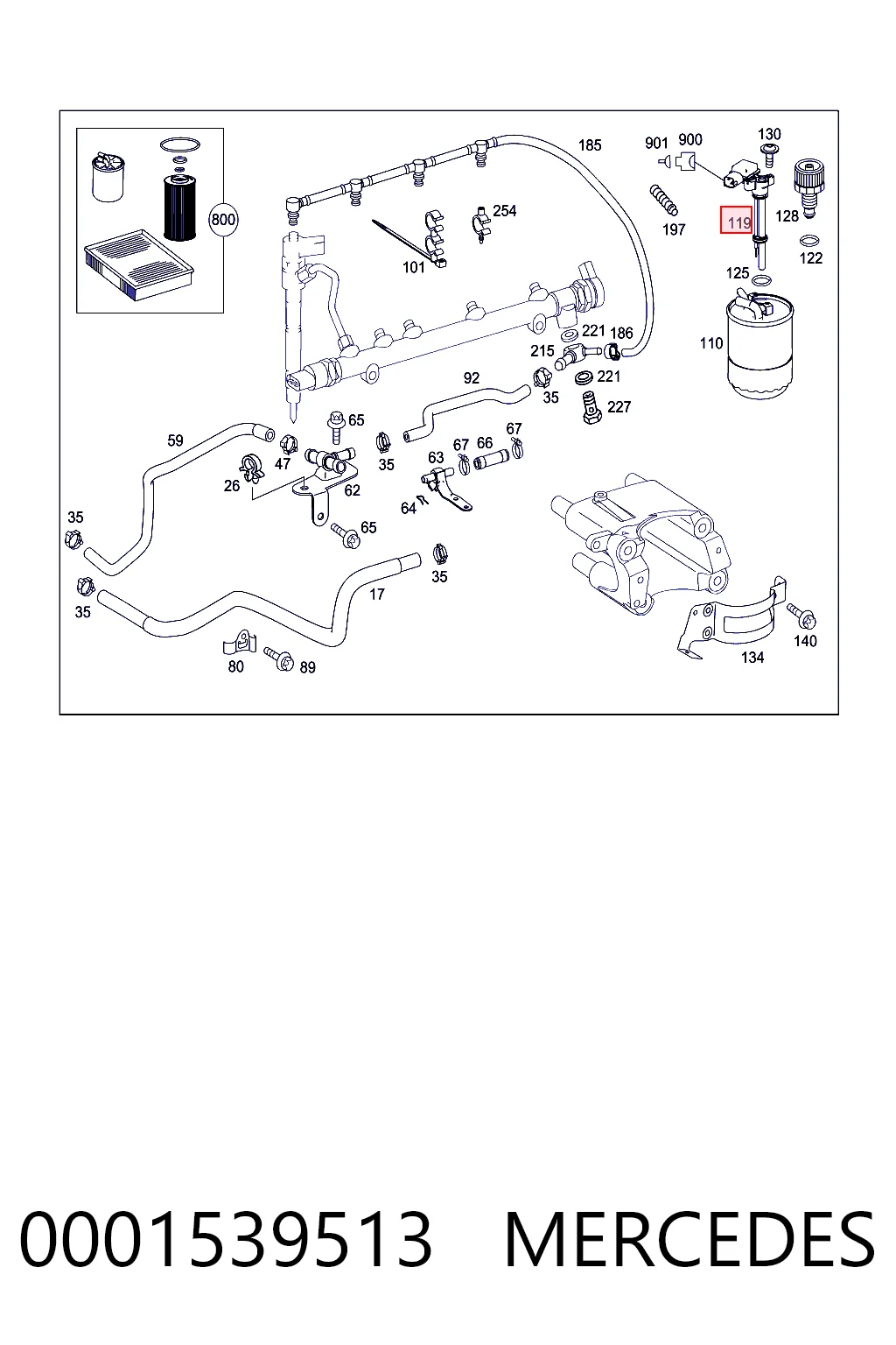 0001539513 Mercedes Sensor do nível da água de filtro de combustível