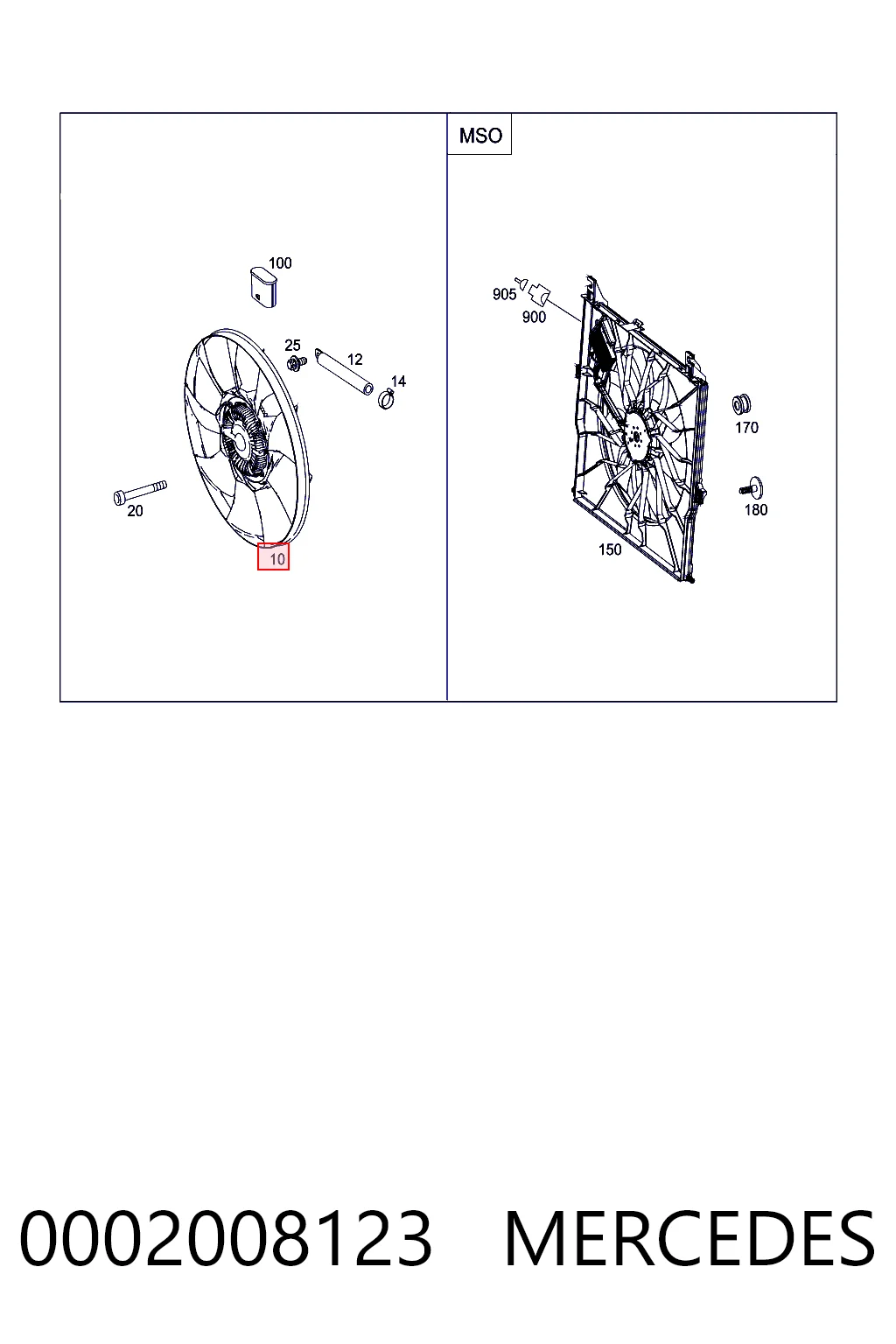 0002008123 Mercedes Acoplamento viscoso de ventilador de esfriamento