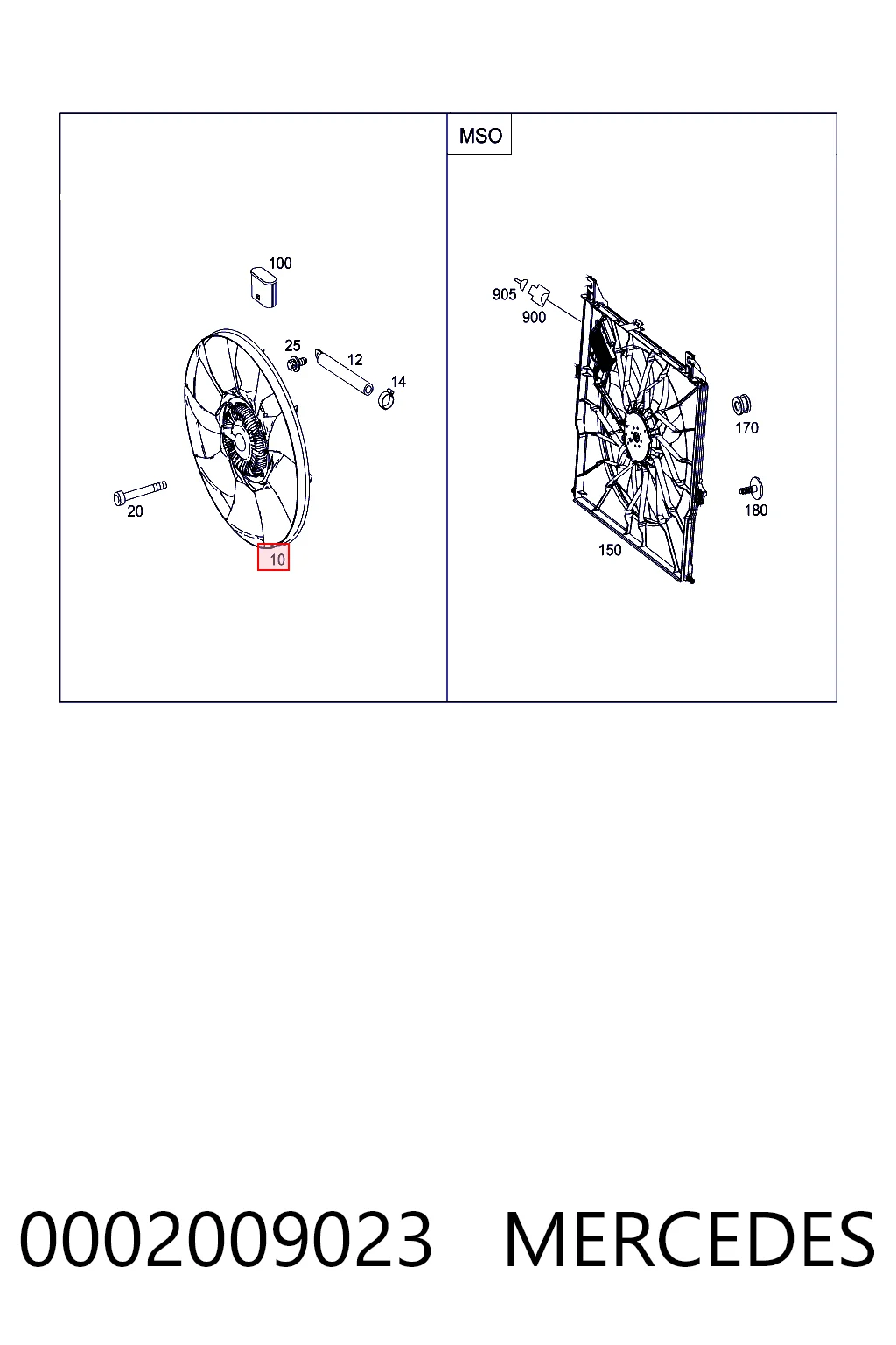 0002009023 Mercedes Acoplamento viscoso de ventilador de esfriamento