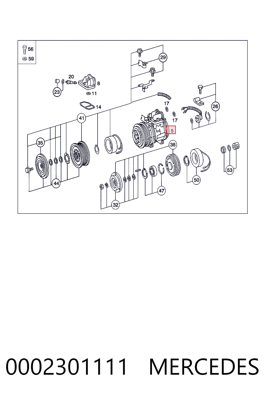 0002301111 Mercedes Compressor de aparelho de ar condicionado