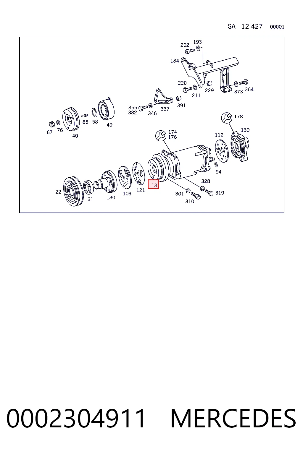 0002304911 Mercedes Compressor de aparelho de ar condicionado